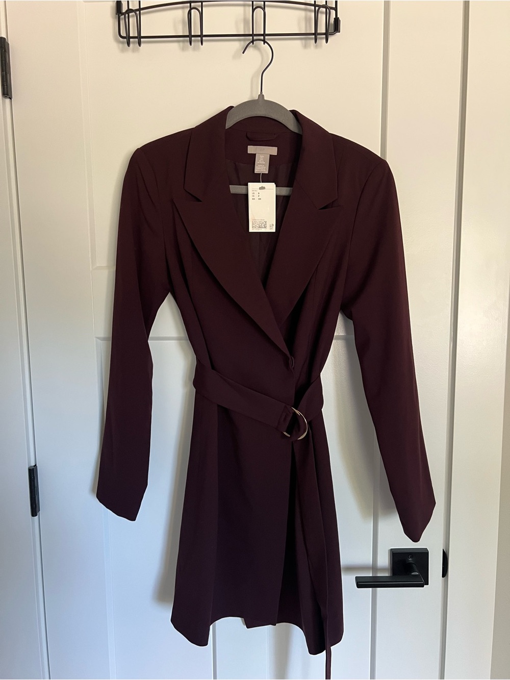 H&M Tailored Belted Blazer Dress - Burgundy
